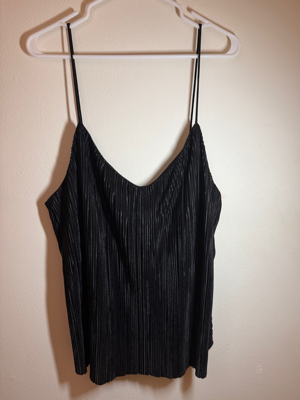 H&M Black Pleated Spaghetti Strap Tank Top